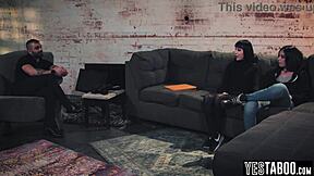 Petite criminal milf bends over for anal threesome with big dick parole officer at work. She licks hairy pussy while getting fucked doggystyle.