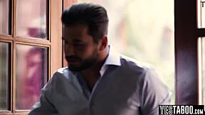 Tiny tattooed blonde agrees to let hung stud rail her hard. She rides his big cock roughly in doggystyle.