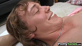 Damn, redhead slut Giselle Leon takes that facial cumshot load