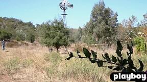 Gorgeous Blonde Milf Jennifer Love Teases in Lingerie Outdoors. Ripping Clothes to Reveal Petite Small Tits and Natural Body.