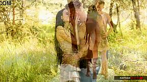 Hey, watch this hot brunette take a rough dicking deep in her tight pussy out in the forest?