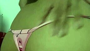 innocent young woman teases in pajamas, showing wet pussy lips and small tits before craving double sex action.