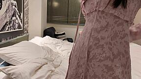 Japanese cutie gets bent over for doggystyle pounding by black coworker's big cock!