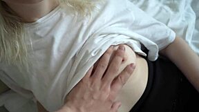 My step sister's cute blonde friend spreads legs wide for homemade doggystyle pounding from my hard cock