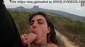 Delicious blowjob in front of the hill in brazil - alemaohub amateur couple gets wild outdoors.