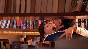 Secret footage captures busty Japanese classmate with huge natural tits in library setting
