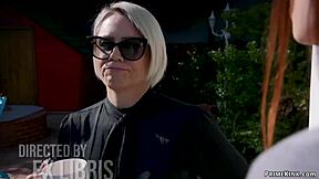 gardener ties up and fuks stepmom and teen 18+ in the garden... domination fantasy with bound choking and deepthrot submission oh god