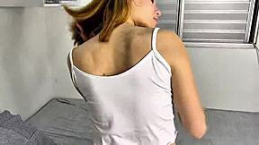 Brazilian Teen Takes Anal Creampie in Tight Ass Wearing Fishnets