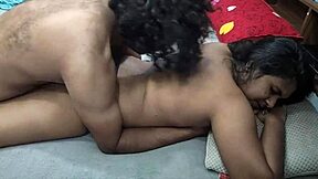 This horny desi couple starts with deep kisses, slowly undressing to play with her juicy boobs in the bedroom.