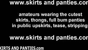 Do You Like My Cute Little Teen Striped Panties Under Skirt?