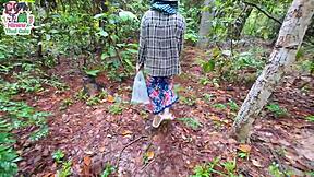 Thai teen, we're walking in forest but suddenly you're fucking my pussy rough outdoors
