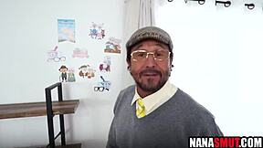 Hey step granny and step grandpa, wanna join me for a wild threesome fuck