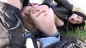 Queenlin, you teen slut, can this biker fuck your tight asshole hard until it gapes wide?