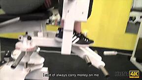 Czech teen Linda Sweet picks up cash for public outdoor sex in sporty outfit with old guy in POV fucking.