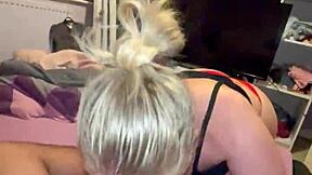 crazy tattooed blonde teen sucks her step brother's dick pov style