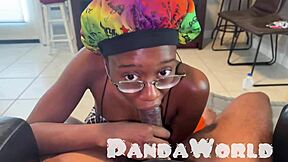 So this ghetto ebony slut in a bonnet is all over my big black cock, worshipping it like a total whore.