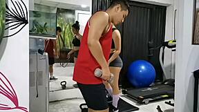 Personal Trainer Silences Moans in Gym