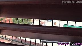 german teen 18+ gets watched while fucking that big cock outdoors 😏