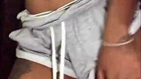 Next door ebony milf flashes saggy tits and big ass in shorts. Preview of her puffy nipples and mature pussy action.