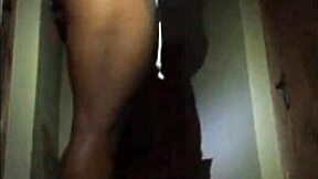 Next door ebony milf flashes saggy tits and big ass in shorts. Preview of her puffy nipples and mature pussy action.