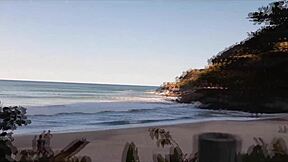 Bold Beach Relaxation with Cute Latina Clit Licking