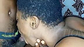Beautiful African teen with perfect tits deepthroats my BBC sloppily... ends with huge facial cumshot all over her!