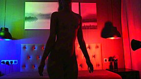 Sexy girl Nikkigia VIP dancing in shadow with striptease. You like watching her curvy body tease?