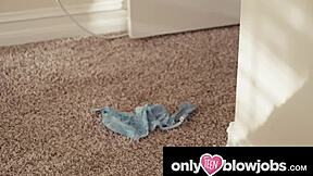 small tittied babe goes wild sucking dick deepthroat style to stop him from stealing her underwear in onlyteen 18+ blowjobs scene.