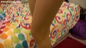 jenny welch teases with pantyhose ripped during intense pov lap dance action