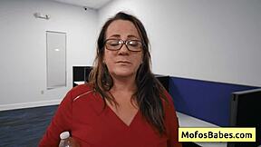 Busty brunette office slut Sasha Pearl, get nasty with hardcore fucking and facial cumshot at work with Parker Ambrose