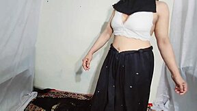 Arabic Sexy Hot Girl Dancing Erotically In Black Hijab At Home