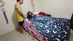 Perverted old man licks and fucks busty big-assed stepdaughter until she squirts in orgasm