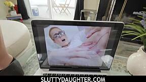 naughty stepdaughter sidra sage convinces stepdad to help with homemade porn video in garage