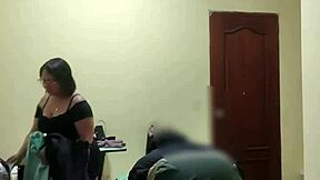 Venezuelan employee starts flirting in the bedroom during her first time as a student roommate