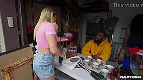 Hey you gotta see this athletic blonde teen getting choked and face fucked hard in the garage