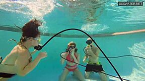 couple films eva sasalka and jason fucking underwater with another couple in pool 😍