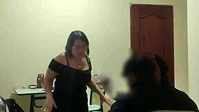 Venezuelan employee starts flirting in the bedroom during her first time as a student roommate