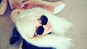 is this tranny babe veronica mix shaking her ass in panties and dress for alien monster fun?