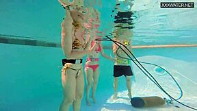 couple films eva sasalka and jason fucking underwater with another couple in pool 😍
