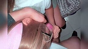 Mexican College Girlfriend in Dress Gives Blowjob and Gets Fucked Hard by Friend in Dark