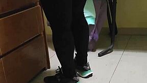 Venezuelan employee starts flirting in the bedroom during her first time as a student roommate