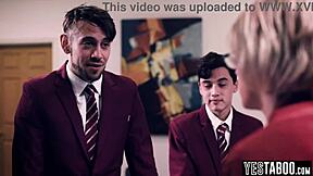 I can't believe these horny students gangbanged my huge tits as a bbw mature teacher in the classroom with big cocks