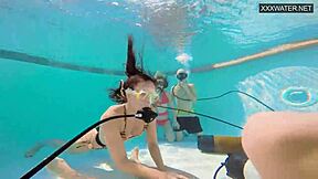 couple films eva sasalka and jason fucking underwater with another couple in pool 😍