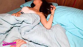 18yo perfect teen with glasses enjoys fucking as amateur couple in lingerie and stockings