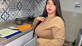 oh man i love hot sex with this beautiful busty jenny sweet her big natural tits and curvy body in the kitchen