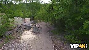 Girlfriend, why are you letting this old guy fuck your tight Russian pussy in outdoor anal while I watch as cuckold?