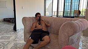 Stepbrother catches little stepsister sniffing his underwear then gives her intense doggystyle pounding with facial cumshot and squirting orgasm