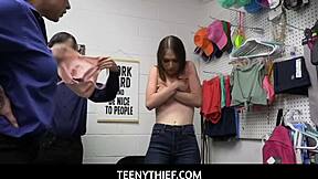 Teenythief LP officer Mike Mancin doggy fucks Izzy Lush tight pussy from behind in office. Intense hardcore action.