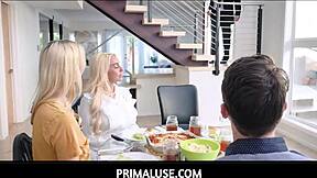 Family dinner turns into freeuse group sex. Step dad with step daughter and step mom with step son join in.