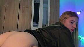 sexy blond teen with big natural tits rides pillow doggystyle in homemade close up action